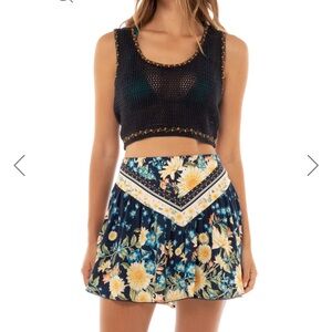 Agua Bendita NavyBlue Crochet Top and Floral Skirt